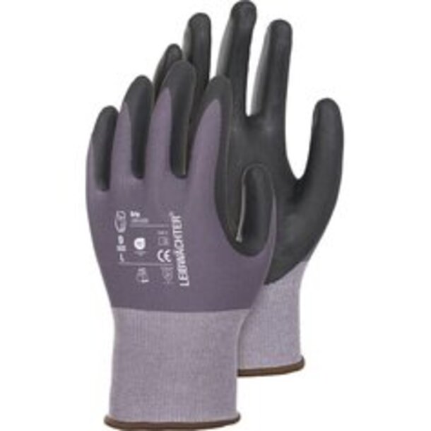 Leibwächter LW540 Grip, Nylon-Spandex-Handschuh mit Nitril-Beschichtung, Polybeutel