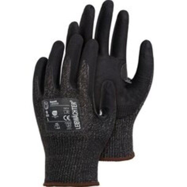 Leibwächter LW550 Basalt, Nylon-Elasthan-Handschuh mit Nitril-Beschichtung, SB-Karte