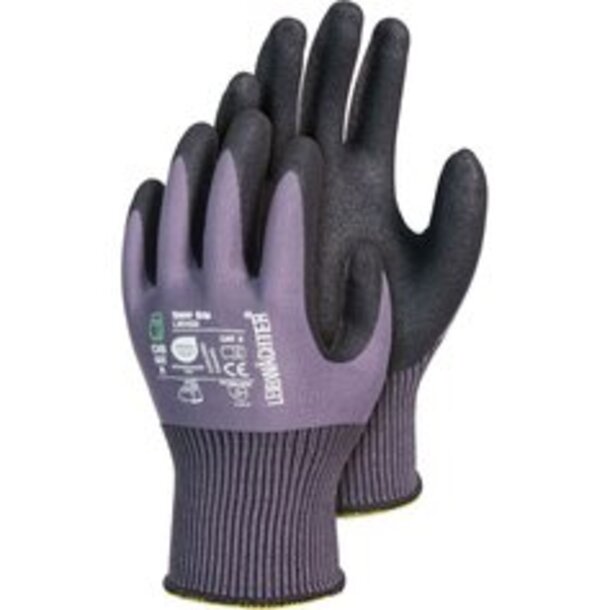 Leibwächter LW545 Super-Grip, Nylon-Elasthan-Shell Handschuh mit Nitril-Sand Beschichtung, Polybeutel