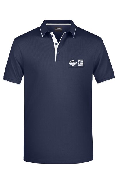 Herren Polo Stripe navy/weiß mit Swietelsky-Faber-Stick