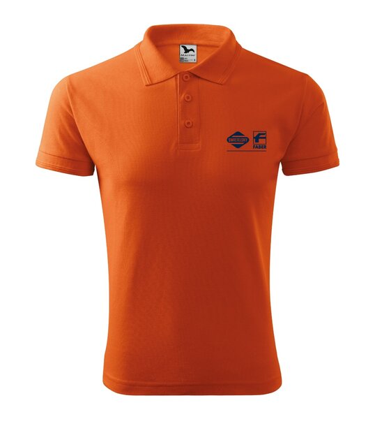 Herren Pique Polo orange mit Swietelsky-Faber-Stick