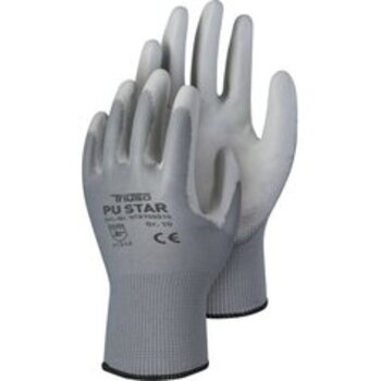 TR700G, PU-Star grey, Polyester-Handschuh mit PU-Beschichtung, Polybeutel, paarweise mit EAN