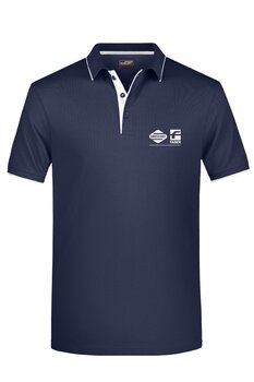 Herren Polo Stripe navy/weiß mit Swietelsky-Faber-Stick