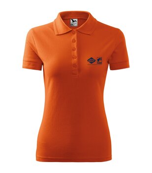 Damen Pique Polo orange mit Swietelsky-Faber-Stick