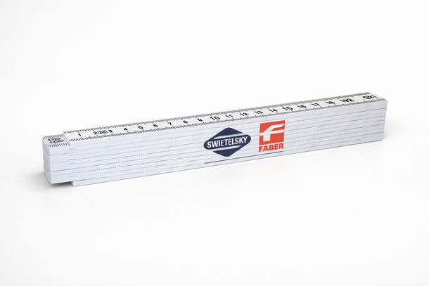 Zollstock weiß mit Aufdruck