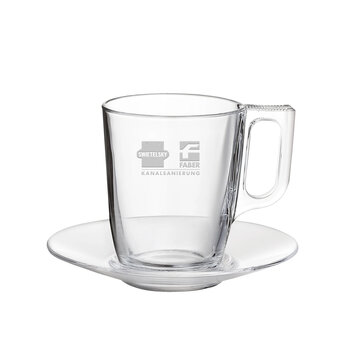 Glastasse mit Untertasse
